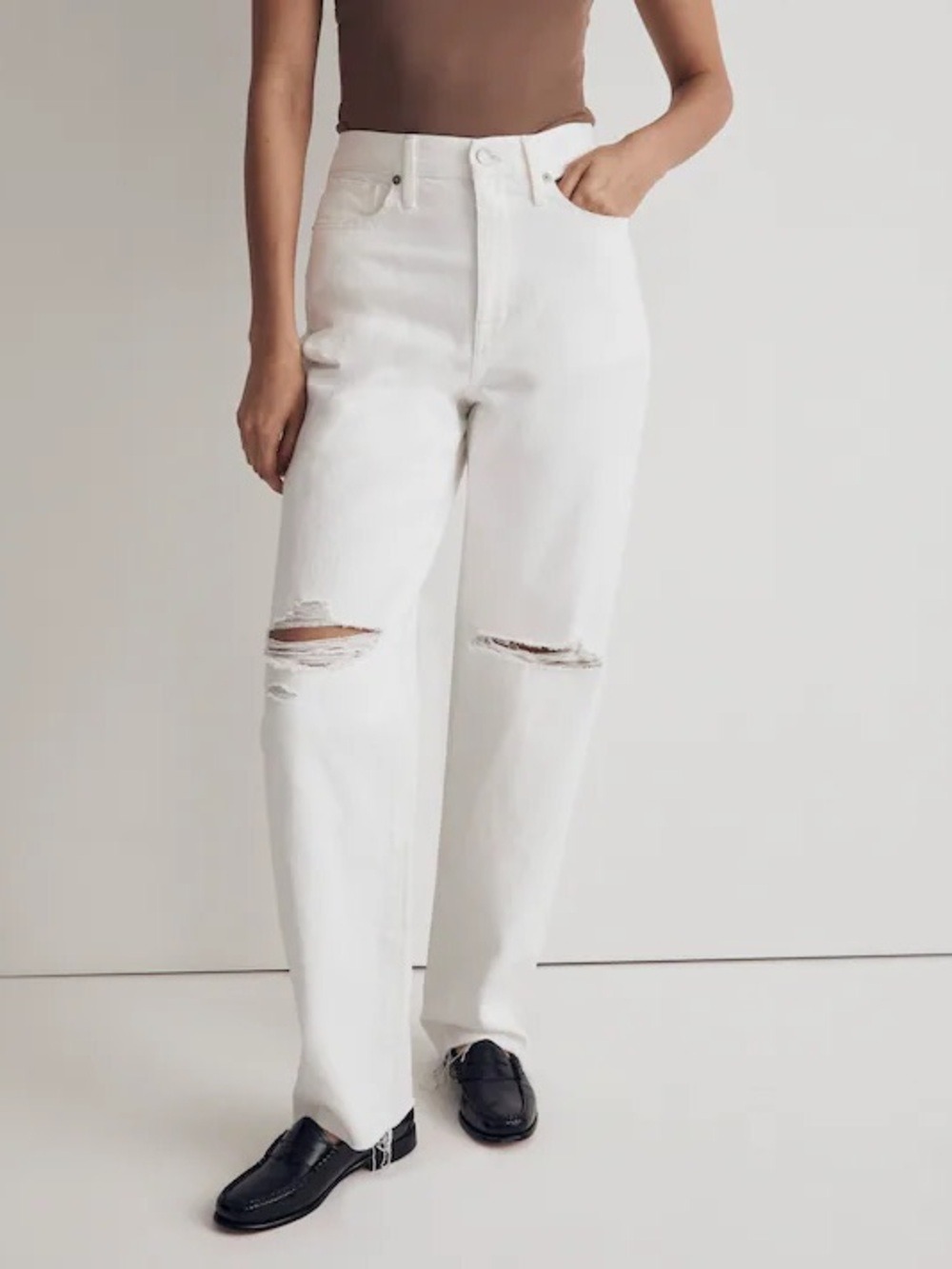 Madewell Rigid Baggy Straight Jeans in Tile White